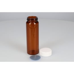 日電理化硝子 ねじ口瓶 SV-100 100mL 茶色 メラミンキャップ フッ素PTFE/シリコンパッキングセット 25組 250933