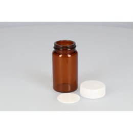 日電理化硝子 ねじ口瓶 SV-50A 50mL 茶色 メラミンキャップ ソフトロンP.P貼りパッキングセット 50組 250731
