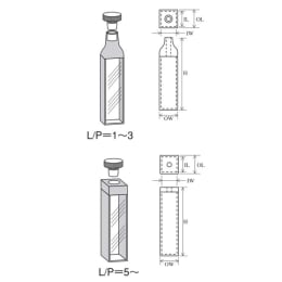 石英セル 標準 二面 テフロン落し栓付 IL10×IW10×H49	 *