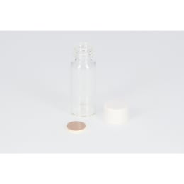 ねじ口瓶 無色 S-2 5mL メラミン白キャップ フッ素PTFE/ニトリルパッキン 組合せ 100組 250187