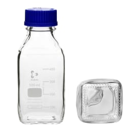 ねじ口角びん(メジュームびん) 青キャップ付 500mL 017230-500A