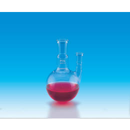 Fine透明共通摺合二口丸型フラスコ 300mL 中管24/40 側管15/25