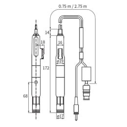 導電率検出器 一般用 SC92SN-21-AA ケーブル0.75m
