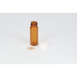 ねじ口瓶 茶色 S-3 10mL メラミン白キャップ フッ素PTFE/ニトリルパッキン 組合せ 100組 250198