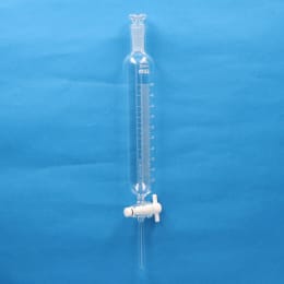 Fine透明共通摺合せ円筒分液ロート 200mL 平栓19/38  PTFEコック付 目盛付