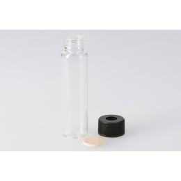 シリンジバイアル 無色 SY-5 12.0mL 穴あき黒キャップ フッ素PTFE/ニトリルパッキン付 100組 255008