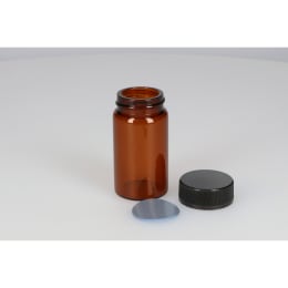 日電理化硝子 ねじ口瓶 SV-50A 50mL 茶色 フェノールキャップ フッ素PTFE/シリコンパッキングセット 50組 251131