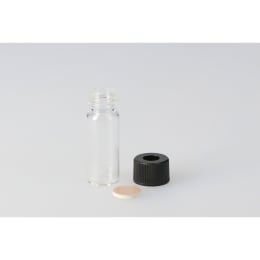 シリンジバイアル 無色 SY-09 3.0mL 穴あき黒キャップ フッ素PTFE/ニトリルパッキン付 100組 255004