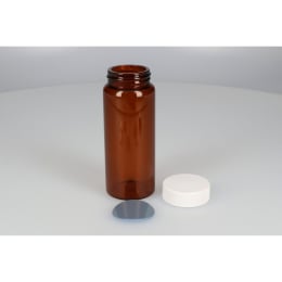 日電理化硝子 ねじ口瓶 SV-150 150mL 茶色 メラミンキャップ フッ素PTFE/シリコンパッキングセット 20組 250935