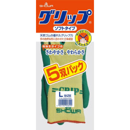 【販売終了】ショーワグローブ グリップ(ソフトタイプ) 5双パック L 緑 5双×24入