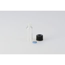 日電理化硝子 シリンジバイアル SY-07 1.5mL 無色 穴あき黒キャップ・PTFE/シリコンパッキングセット 100本 255032