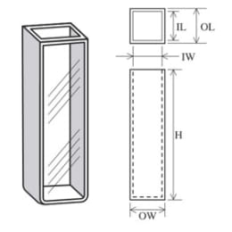 石英セル 標準 曲底 二面 IL10×IW10×H45