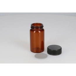 日電理化硝子 ねじ口瓶 SV-50A 50mL 茶色 フェノールキャップ ブチルゴムパッキングセット 50組 251292