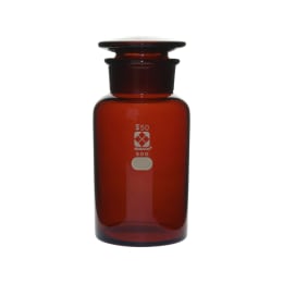 試薬びん 広口 茶褐色 500mL 共通摺合50/30 017080-500A