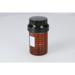 目盛付バイアル(水質検査びん) WT-110 110mL フェノール樹脂キャップ/ダブルフッ素PTFE 茶色/標準セット 10本 206056