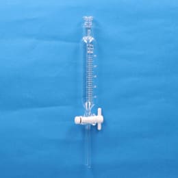 Fine透明共通摺合せ円筒分液ロート 50mL 球栓15/25  PTFEコック付 目盛付