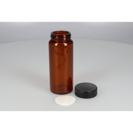 日電理化硝子 ねじ口瓶SV-150 150mL 茶色 黒キャップ ソフトロンPP貼りパッキン 20組 2502975