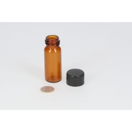 日電理化硝子 ねじ口瓶S-09B 3mL 茶色 黒キャップ  ダブルフッ素PTFEパッキン 100組 250255