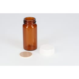ねじ口瓶 茶色 SV-30 30mL メラミン白キャップ フッ素PTFE/ニトリルパッキン 組合せ 50組 250890