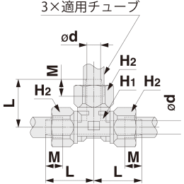 インサート管継手 SUS316 ミリサイズ KFG2シリーズ KFG2T0604-00