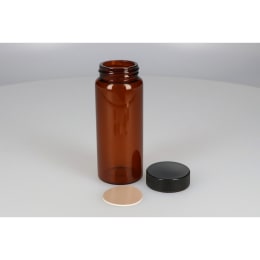 日電理化硝子 ねじ口瓶 SV-150 150mL 茶色 フェノールキャップ フッ素PTFE/ニトリルパッキングセット 20組 251095