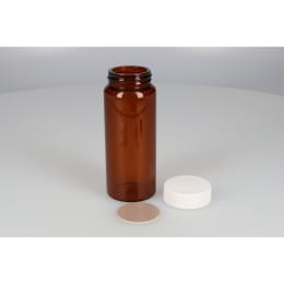 日電理化硝子 ねじ口瓶SV-150 150mL 茶色 メラミン白キャップ ダブルフッ素PTFEパッキン 20組 250855