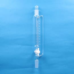 Fine共通摺合円筒分液ロート 100mL 側管付 球栓15/25下部19/38 目盛付 PTFEコック付