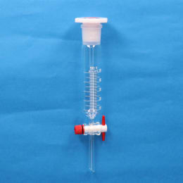 【販売終了】円筒分液ロート 50mL PTFEプラグ付 目盛付