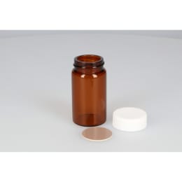 日電理化硝子 ねじ口瓶SV-50A 50mL 茶色 PPキャップ ダブルフッ素PTFEパッキン50組 250481