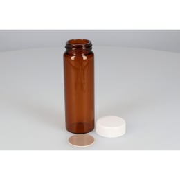 日電理化硝子 ねじ口瓶SV-100 100mL 茶色 メラミン白キャップ ダブルフッ素PTFEパッキン 25組 250853