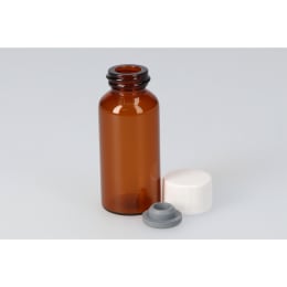 日電理化硝子 バキュームバイアル SVF-100 100mL 茶色 メラミンキャップ 液状用フッ素ETFEライナーゴム栓セット 25組 203288