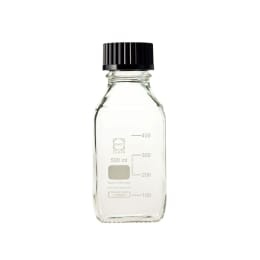 ねじ口角びん(メジュームびん) 黒キャップ付 500mL 017230-5002A