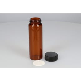 日電理化硝子 ねじ口瓶SV-100 100mL 茶色 黒キャップ ソフトロンPP貼りパッキン 25組 2502973