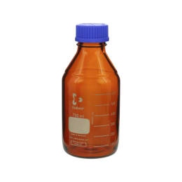 ねじ口びん(メジュームびん) 茶褐色 青キャップ付 750mL 017210-750A
