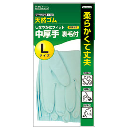 天然ゴム中厚手 手袋 裏毛付 L ピンク 1双