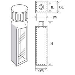 石英セル 標準 二面 ねじ蓋付 IL10×IW40×H55