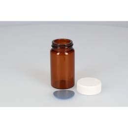 日電理化硝子 ねじ口瓶 SV-50A 50mL 茶色 メラミンキャップ フッ素PTFE/シリコンパッキングセット 50組 250931