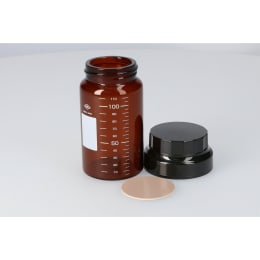 目盛付バイアル(水質検査びん) WT-110 110mL フェノール樹脂キャップ/ダブルフッ素PTFE 茶色/標準セット 10本 206056