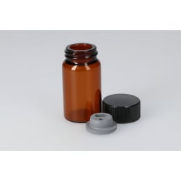 日電理化硝子 バキュームバイアルSVF-50 50mL 茶色 フェノール黒キャップ 液状用ブチルゴム栓 50組 203437