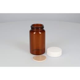 ねじ口瓶 茶色 SV-110 110mL メラミン白キャップ フッ素PTFE/ニトリルパッキン 組合せ 20組 250894