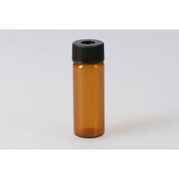 日電理化硝子 シリンジバイアル SY-3 10.0mL 茶色 穴あき黒キャップ・PTFE/シリコンパッキングセット 100本 255057