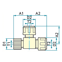 PTFEスリーseal式異径joint T型 3×6×6 F-2658-001