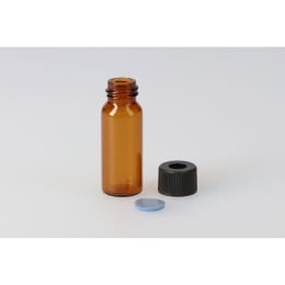 日電理化硝子 シリンジバイアル SY-2 5.0mL 茶色 穴あき黒キャップ・PTFE/シリコンパッキングセット 100本 255056