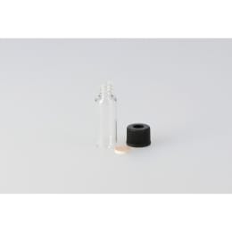 シリンジバイアル 無色 SY-07 1.5mL 穴あき黒キャップ フッ素PTFE/ニトリルパッキン付 100組 255002