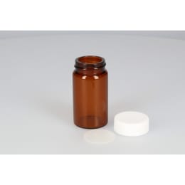 日電理化硝子 ねじ口瓶 SV-50A 50mL 茶色 P.Pキャップ シリコーンゴムパッキングセット 50組 250611
