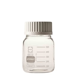 【販売終了】柴田科学 DURAN® 広口セーフティコートねじ口びん 白キャップ付 500mL 10本 017250-4500A
