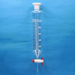 【販売終了】円筒分液ロート 1000mL PTFEプラグ付 目盛付