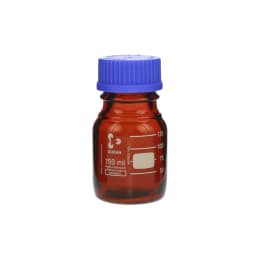 ねじ口びん(メジュームびん) 茶褐色 青キャップ付 150mL 017210-150A
