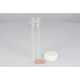 ねじ口瓶 無色 SV-100 100mL メラミン白キャップ フッ素PTFE/ニトリルパッキン 組合せ 25組 250873