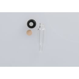 シリンジバイアル 無色 SY-スピッチ 1.5mL 穴あき黒キャップ フッ素PTFE/ニトリルパッキン付 100組 255009
